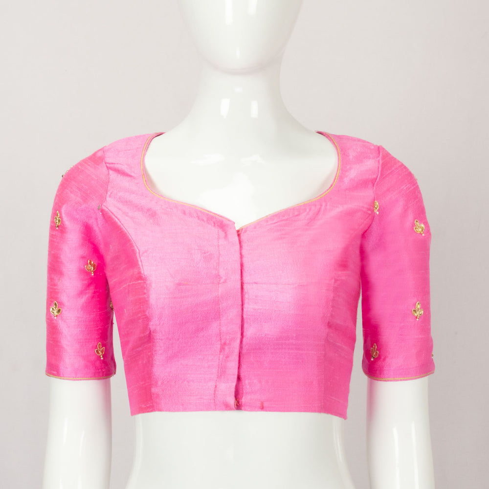 Pink Zari Sequin Embroidered Cotton Blouse - Avishya
