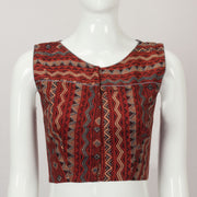 Maroon Ajrakh Printed Sleeveless Cotton Blouse - Avishya