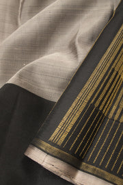 Black And Grey Half And Half Handloom Kanjivaram Silk Saree - Avishya