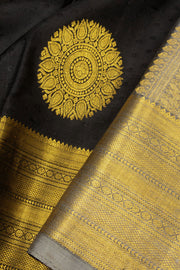 Black Handloom Kanjivaram Silk Saree - Avishya