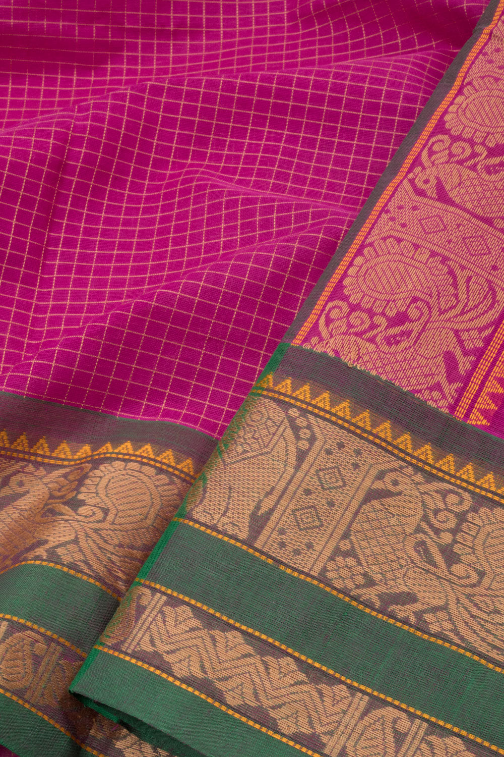  Pink Handwoven Kanchi Cotton Saree - Avishya