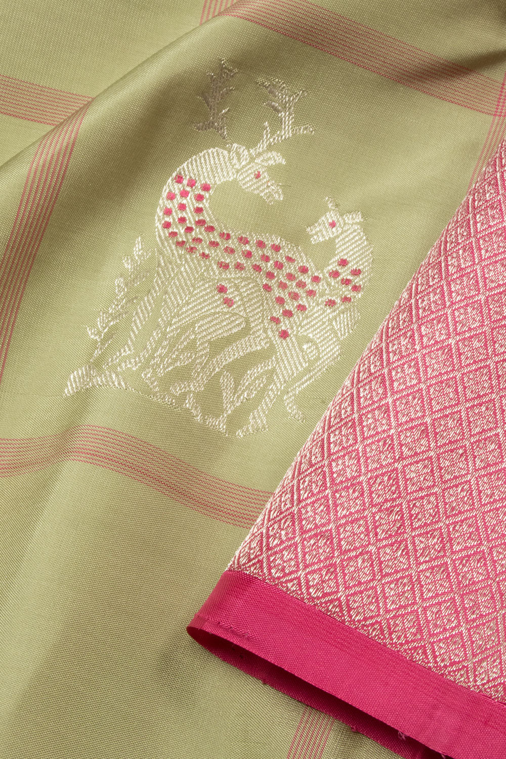 Sage Green Handloom Kanjivaram Silk Saree - Avishya