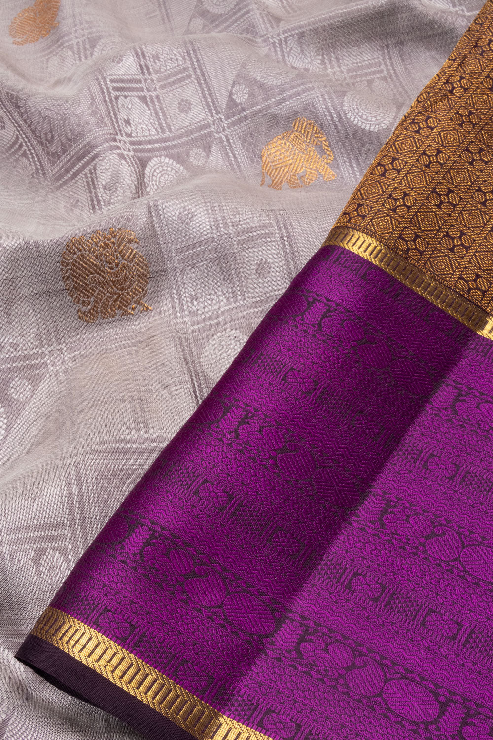 Grey Handloom Bridal Kanjivaram Silk Saree - Avishya