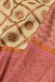 Cream Handloom Banarasi Katan Silk Saree - Avishya