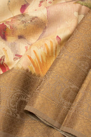 Cream Handloom Banarasi Tussar Silk Saree - Avishya