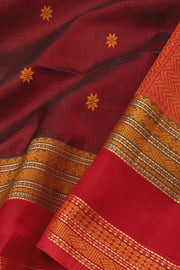 Maroon Handloom Kanchi Silk Cotton Saree - Avishya