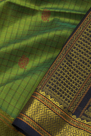 Green Handloom Kanchi Silk Cotton Saree - Avishya