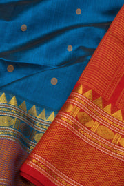 Blue Handloom Kanchi Silk Cotton Saree - Avishya