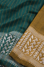 Green Shantipur Tant Bengal Cotton Saree 10068801 - Avishya