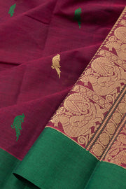 Purple Handwoven Kanchi Cotton Saree -Avishya