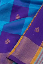 Blue Handloom Kanchi Silk Cotton Saree -Avishya