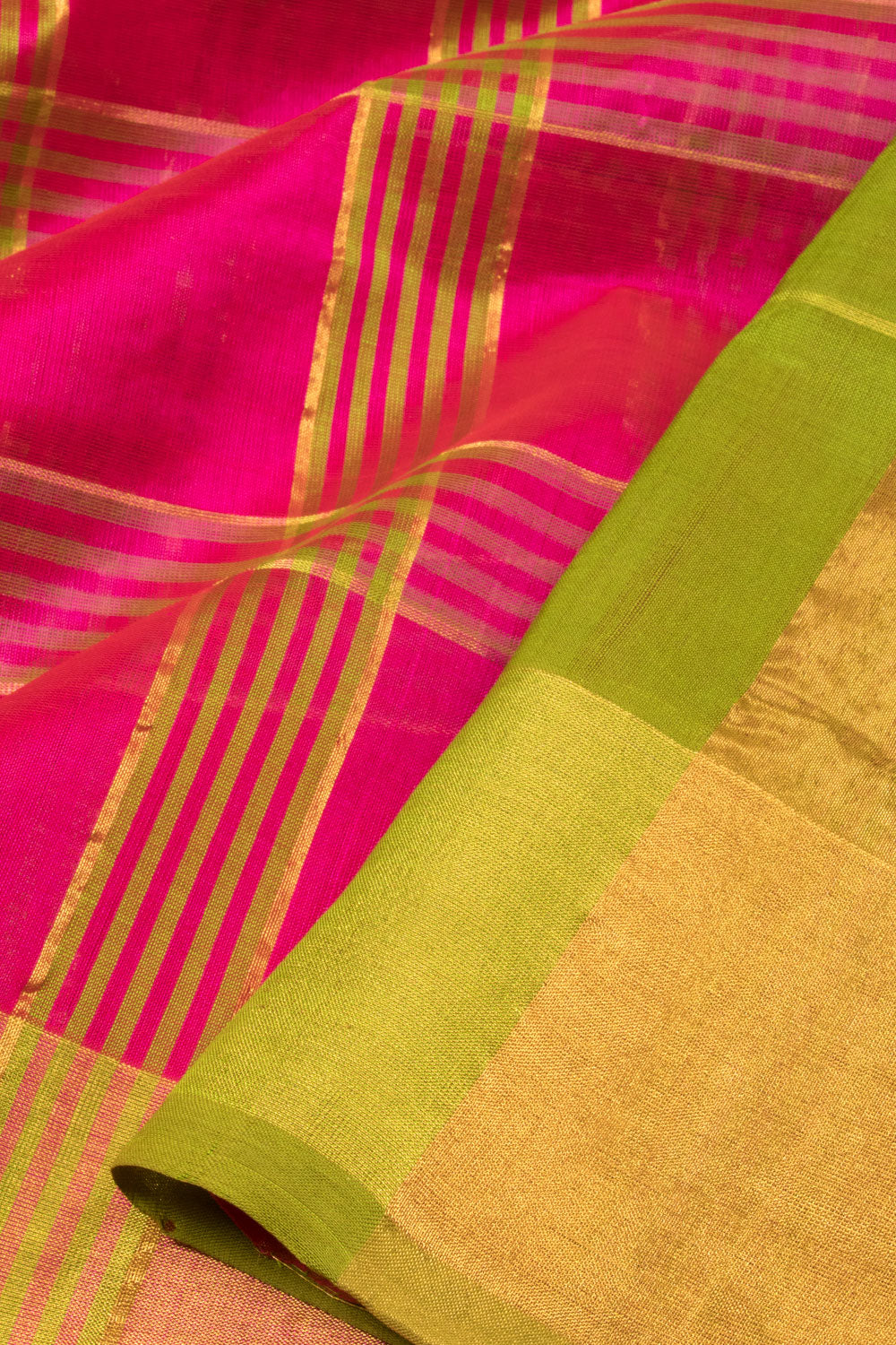 Pink Handloom Kanchi Silk Cotton Saree -Avishya