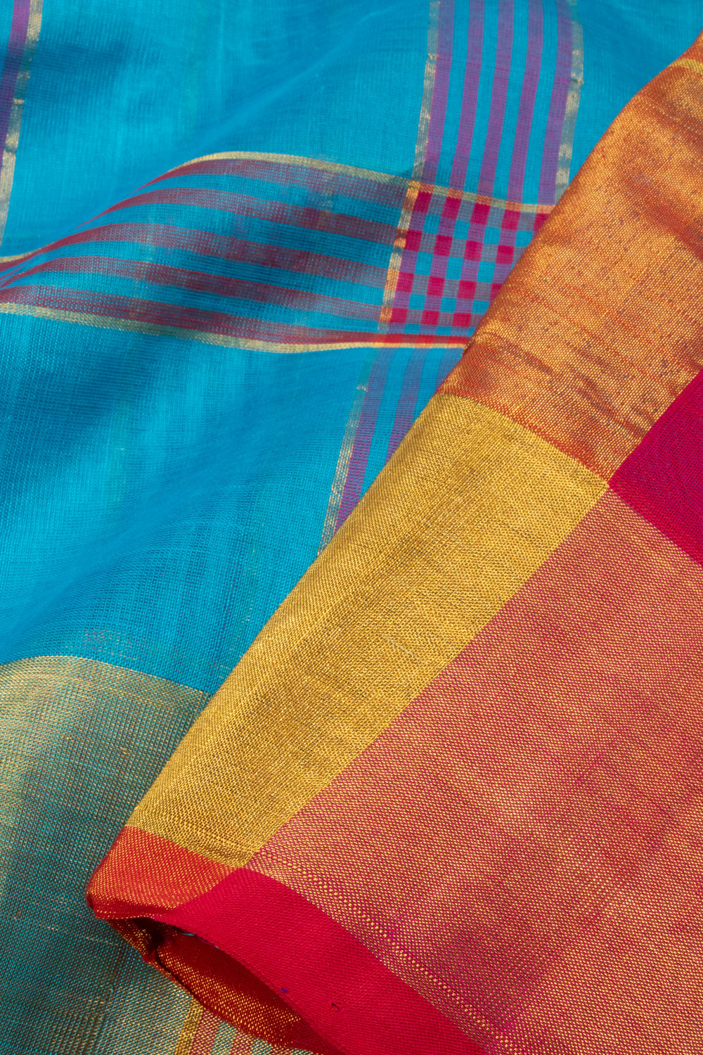 Blue Handloom Kanchi Silk Cotton Saree -Avishya