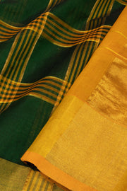 Dark Green Handloom Kanchi Silk Cotton Saree-Avishya