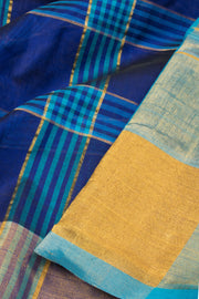 Ink Blue Handloom Kanchi Silk Cotton Saree -Avishya