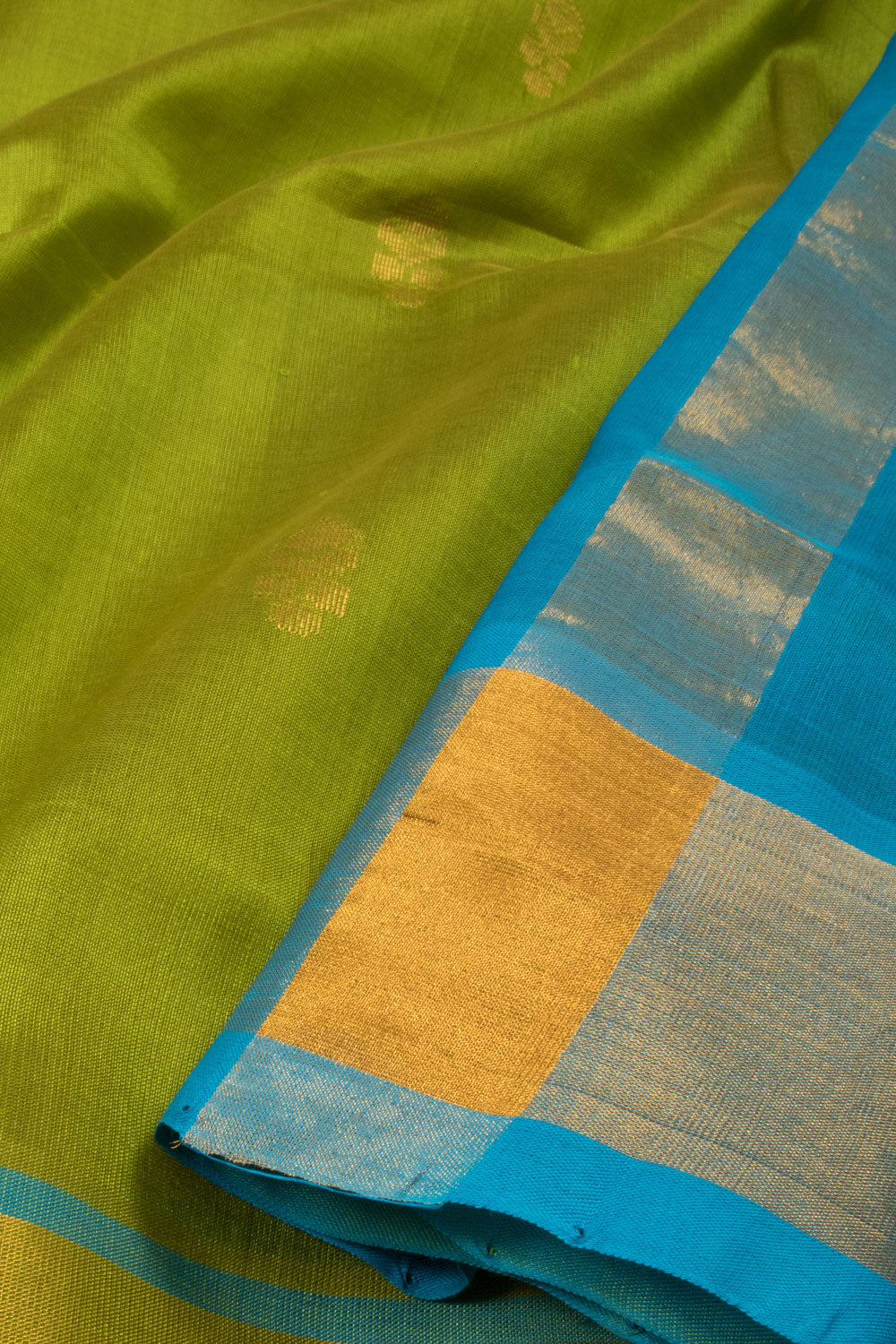 Moss Green Handloom Kanchi Silk Cotton Saree-Avishya