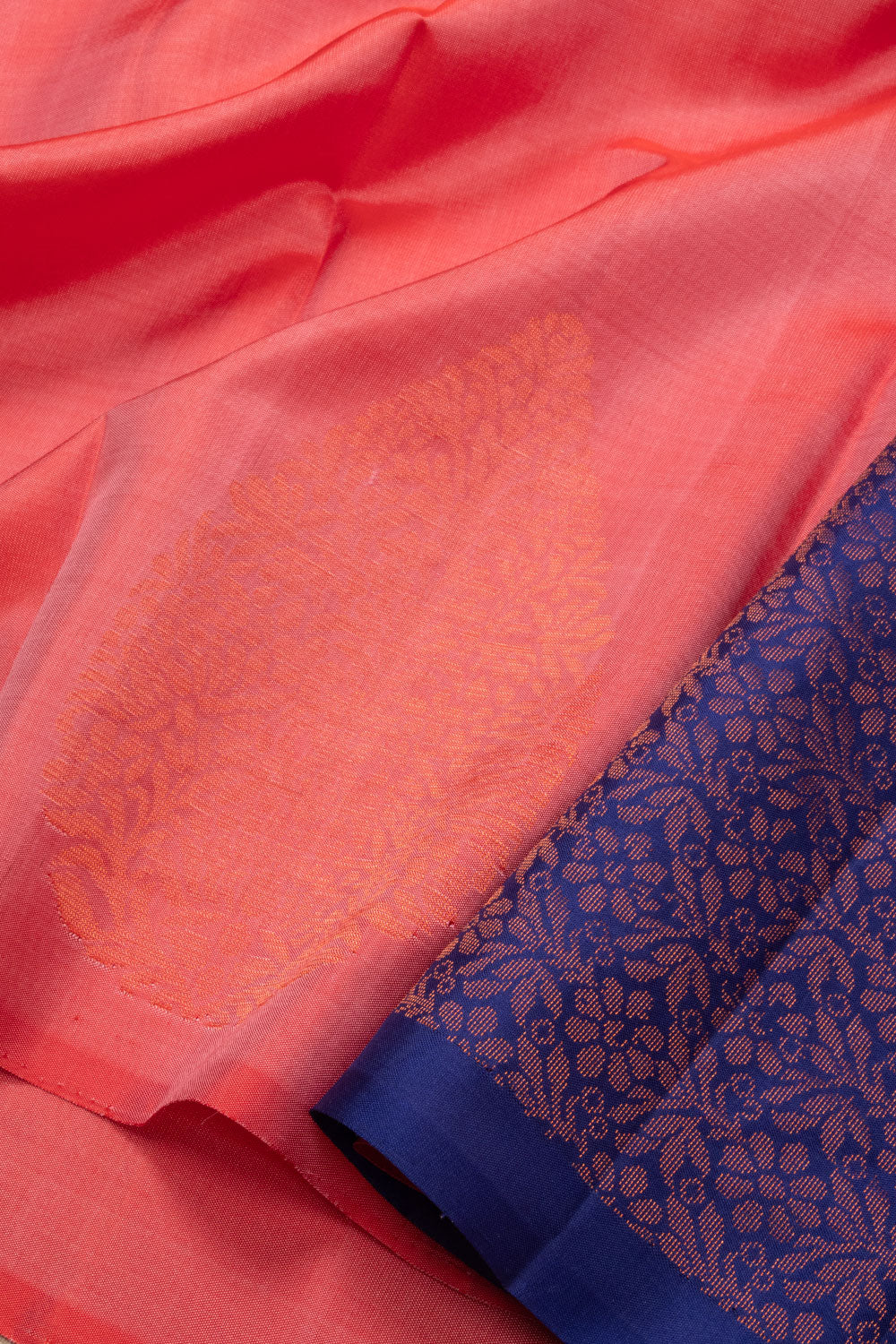 Peach Handloom Kanjivaram Soft Silk Saree  - Avishya