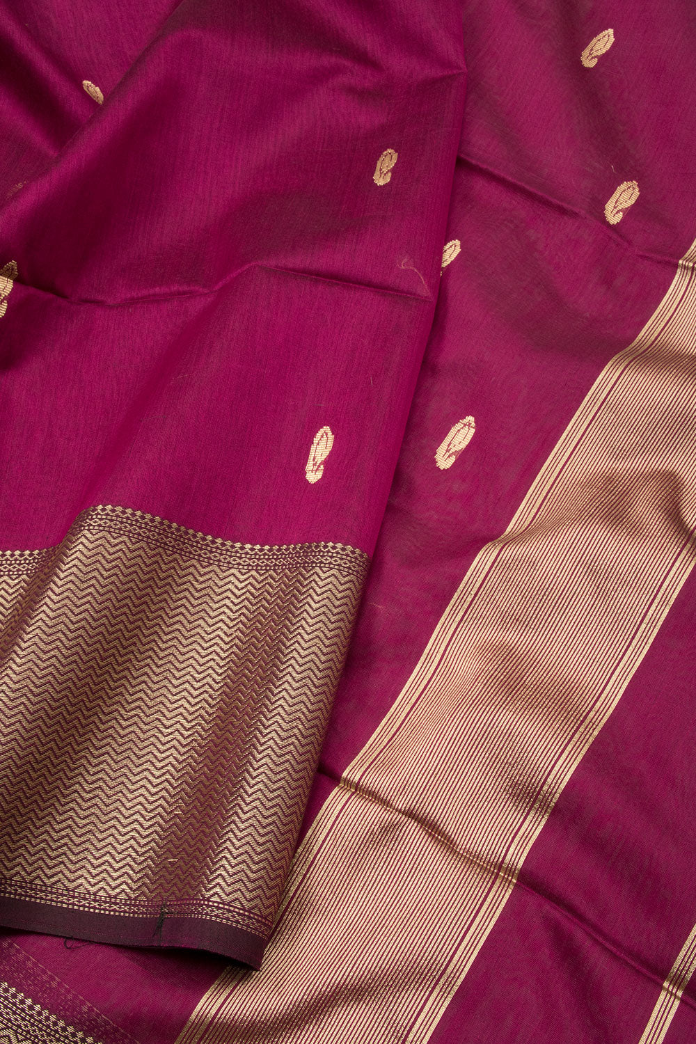 Violet Handloom Maheswari Silk Cotton Saree - Avishya