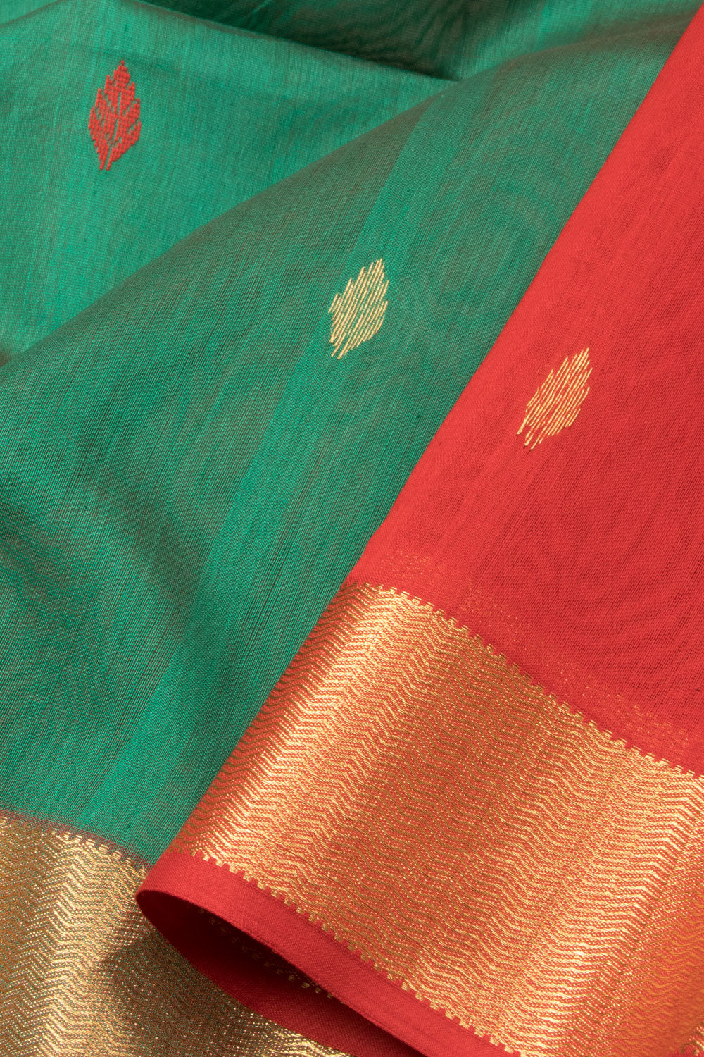 Green - Handloom Silk Cotton Maheshwari Dupatta 53