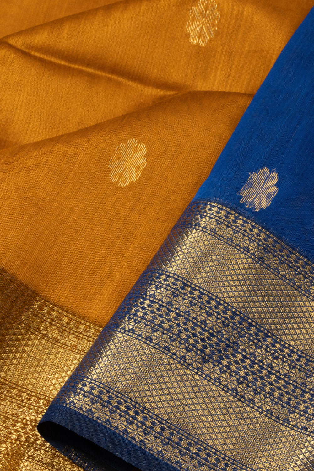 Mustard Yellow Handloom Maheshwari Silk Cotton Saree - Avishya