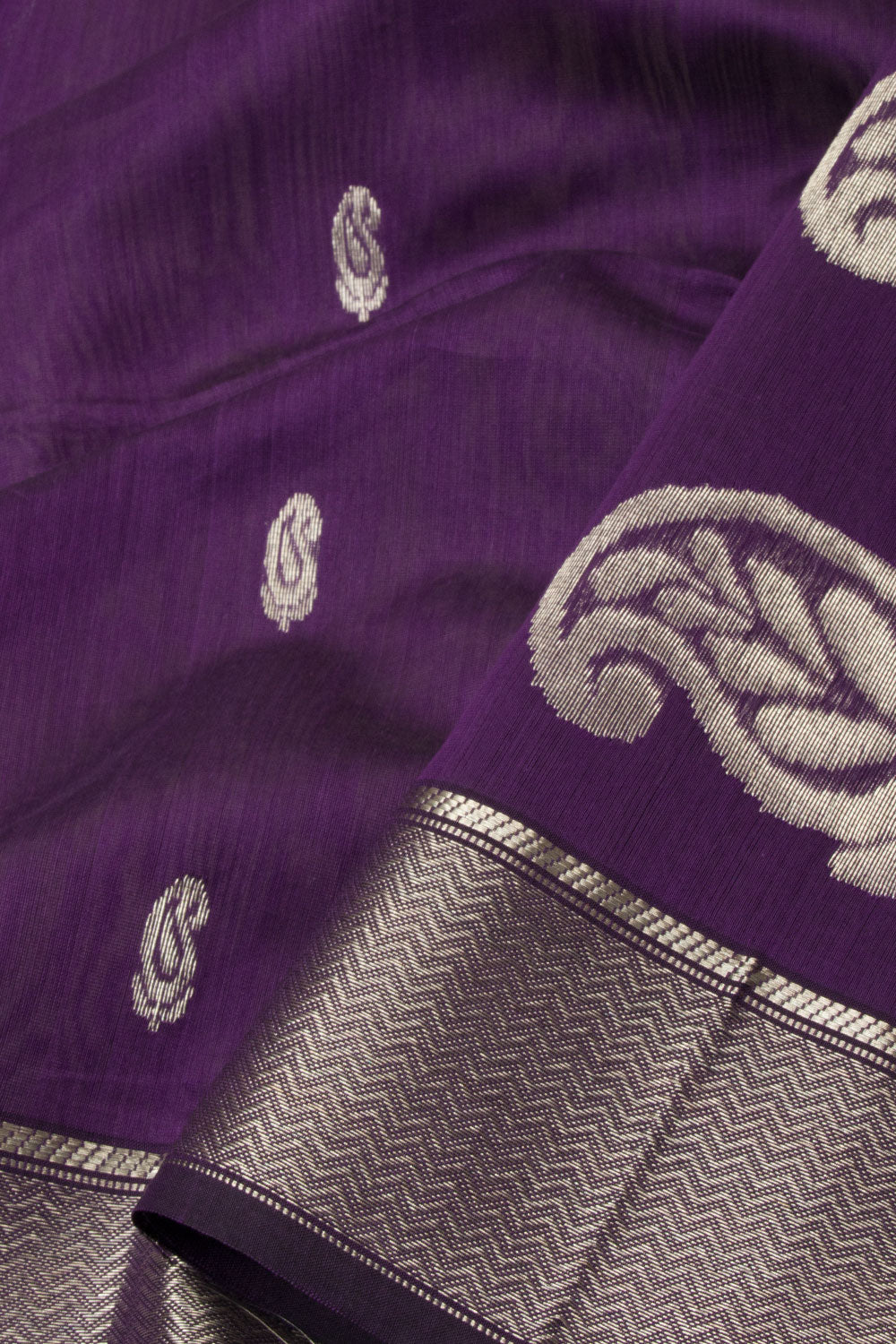 Purple Handloom Maheshwari Silk Cotton Saree - Avishya