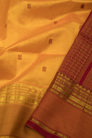 Mustard Yellow Handloom Kanchi Silk Cotton Saree 10077995