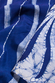 Blue Batik Muslin Silk Saree - Avishya