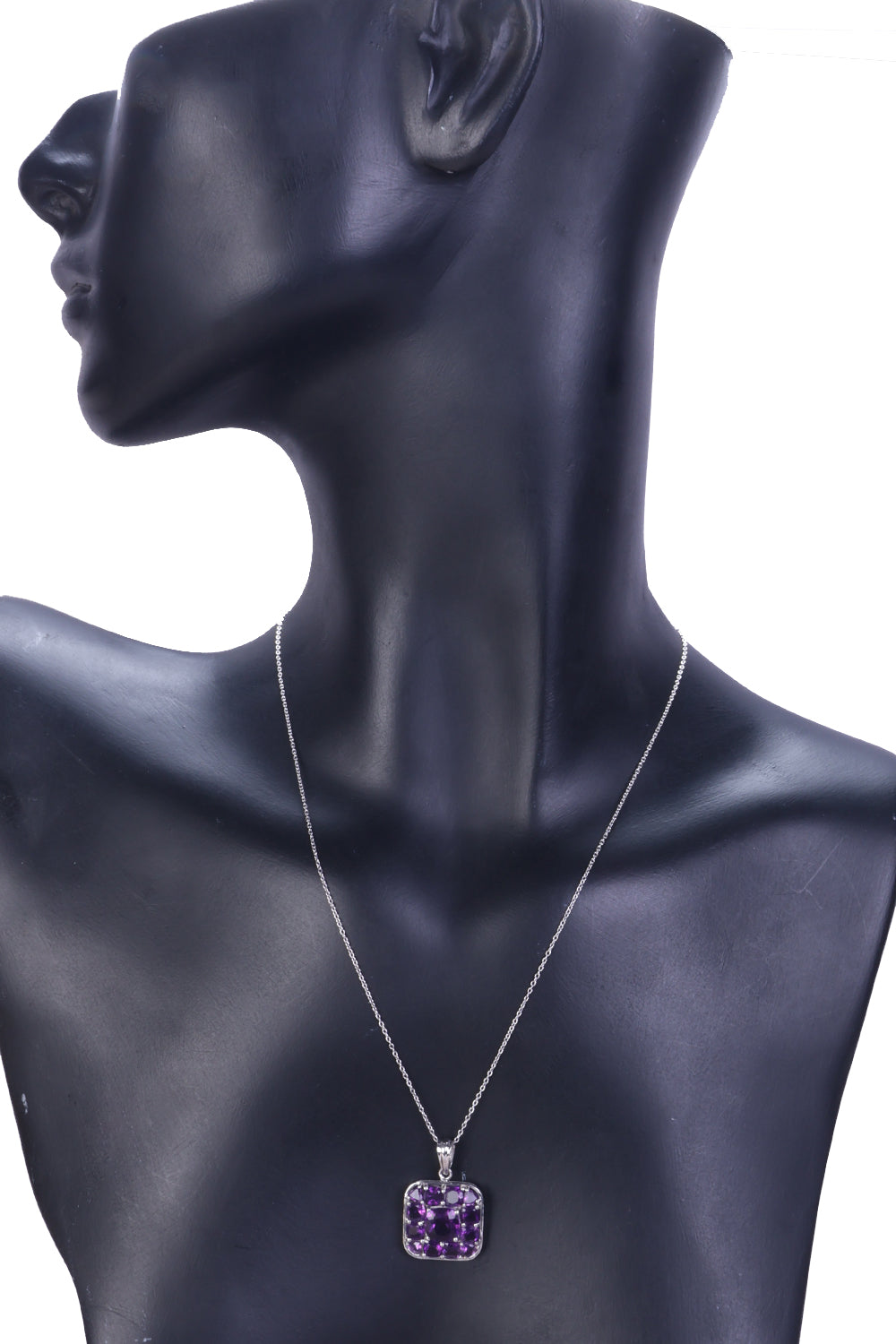 Amethyst Silver Necklace Pendant Chain -Avishya