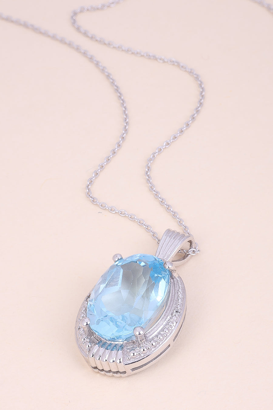 Blue & White Topaz Silver Necklace Pendant Chain-Avishya