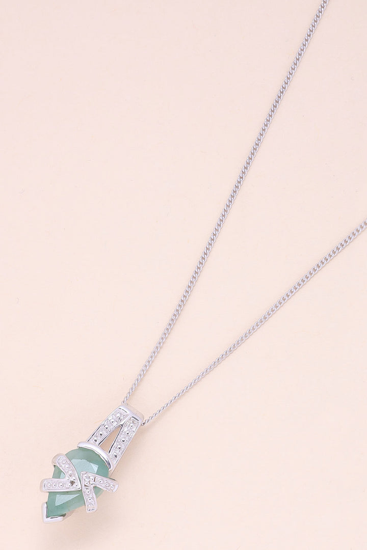 Emerald Silver Necklace Pendant Chain 10067184 - Avishya