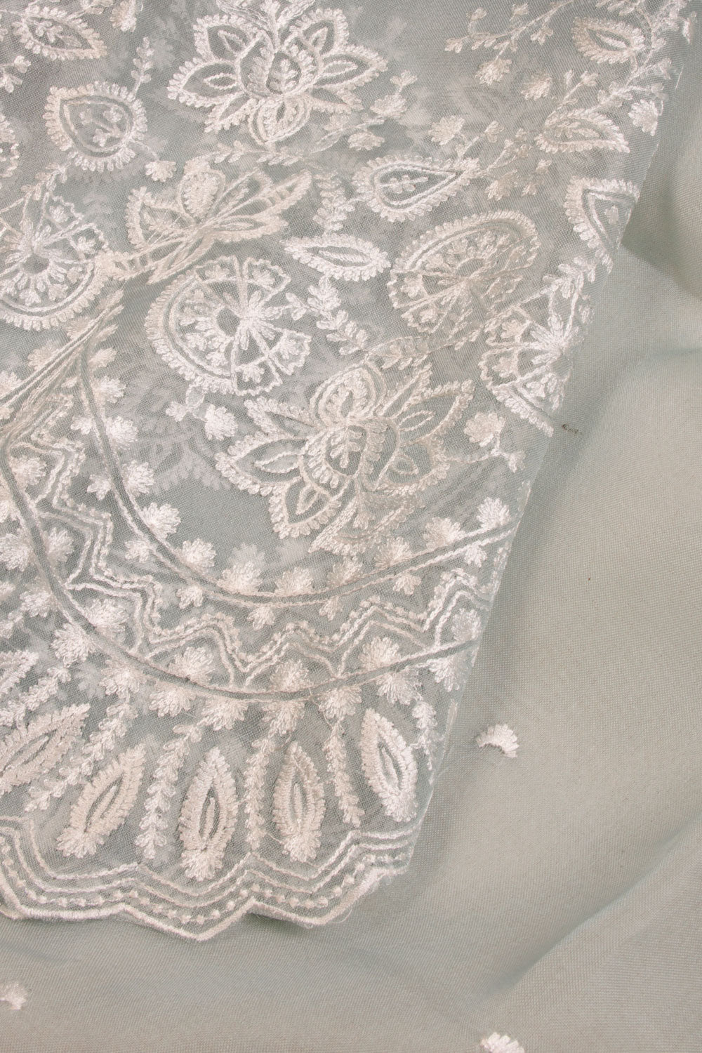 Grey Hand Embroidered Pure Silk Organza Saree - Avishya