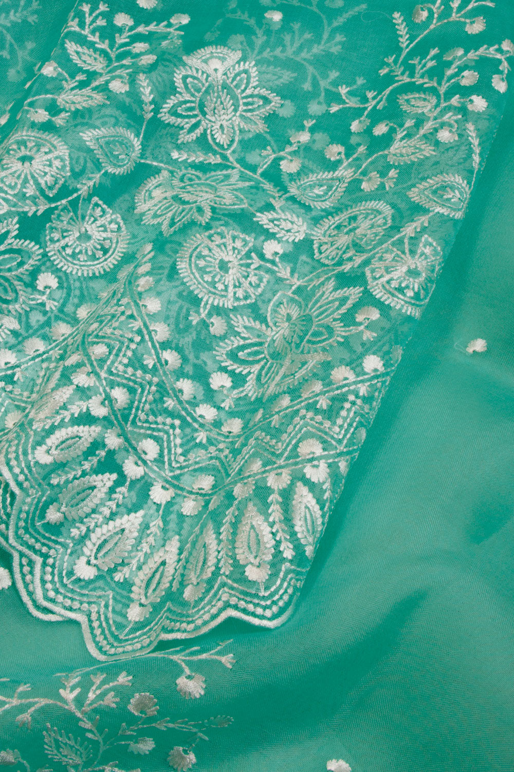 Green Hand Embroidered Pure Silk Organza Saree -Avishya