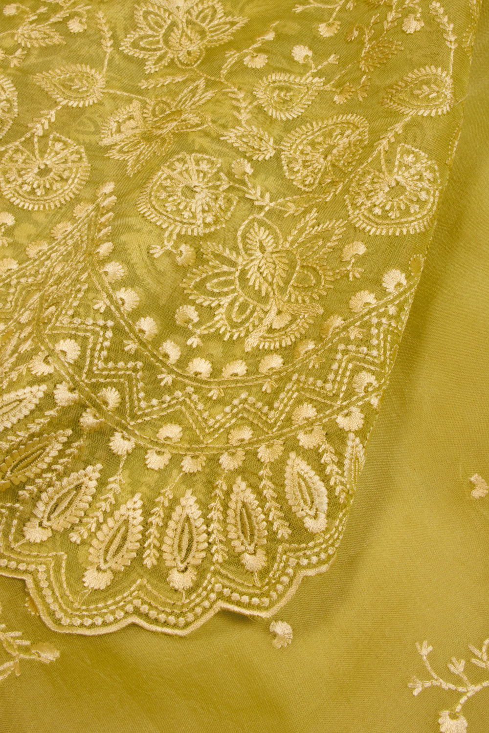 Green Hand Embroidered Pure Silk Organza Saree - Avishya