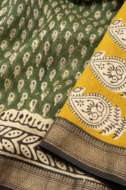 Green Anokhi Hand Block Printed Saree 10067344