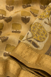 Beige Anokhi Hand Block Printed Saree 10067345