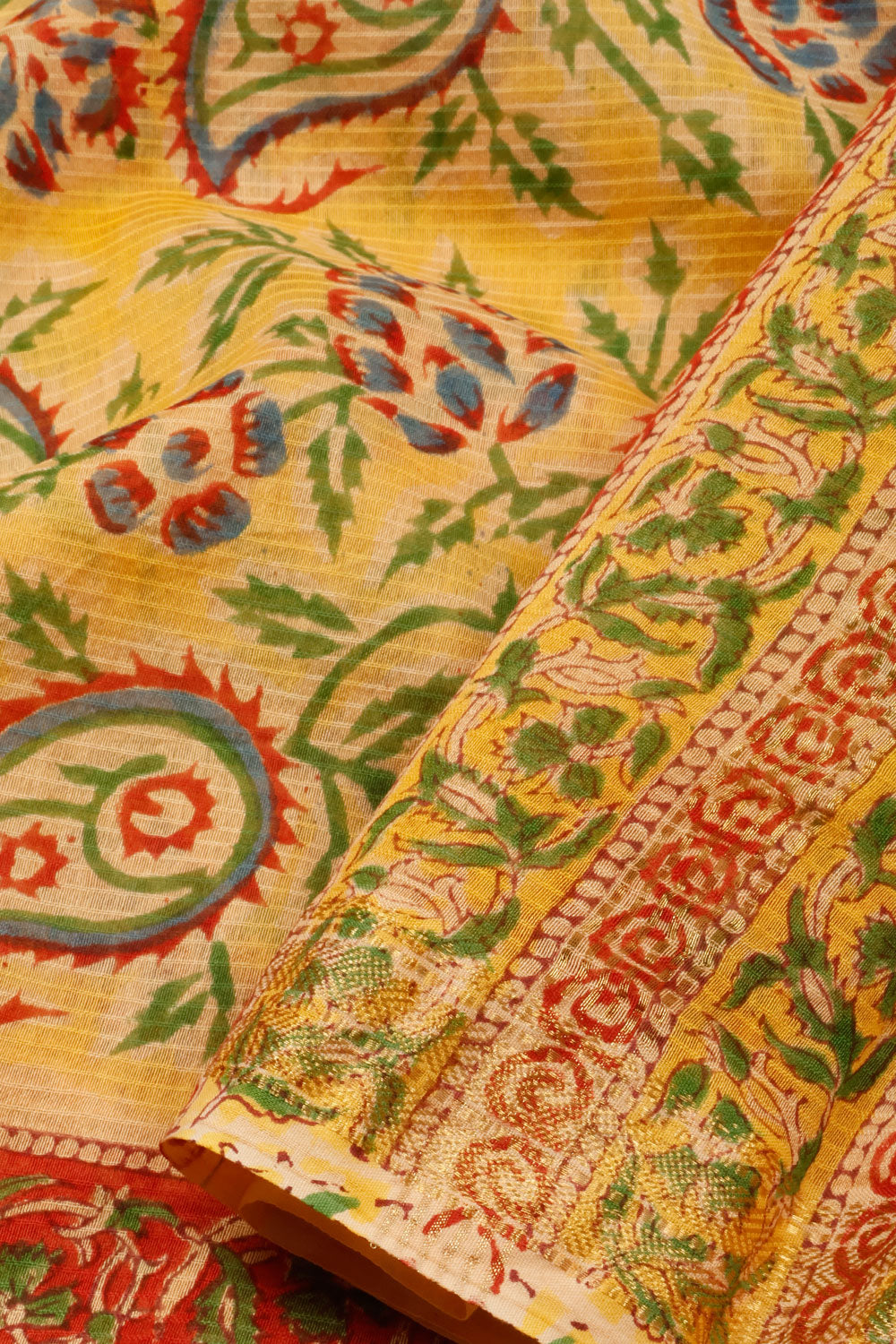 Yellow Anokhi Hand Block Printed Saree - Avishya