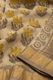 Beige Anokhi Hand Block Printed Saree - Avishya