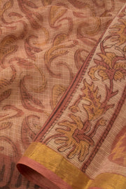 Brown Vanaspathi Hand block Printed Kota Cotton saree - Avishya