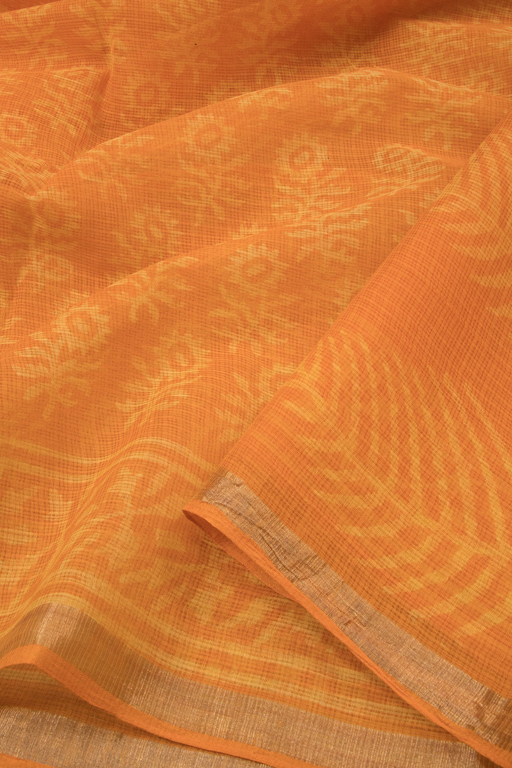 Orange Vanaspathi Hand block Printed Kota Cotton saree - Avishya