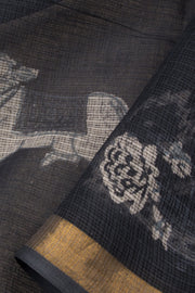 Navy Blue Vanaspathi Hand block Printed Kota Cotton saree - Avishya