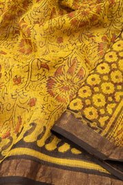 Yellow Vanaspathi Hand block Printed Kota Cotton saree - Avishya