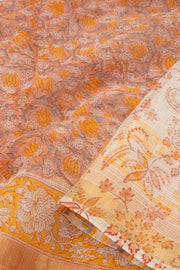 Orange Vanaspathi Hand block Printed Kota Cotton saree - Avishya