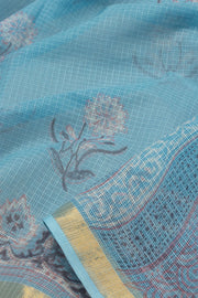 Blue Vanaspathi Hand block Printed Kota Cotton saree - Avishya