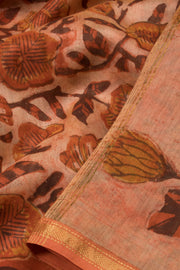 Red Vanaspathi Hand block Printed Silk Cotton Saree - Avishya