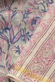 Grey Vanaspathi Hand block Printed Silk Cotton Saree - Avishya