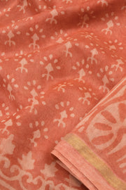 Orange Vanaspathi Hand block Printed Silk Cotton Saree - Avishya