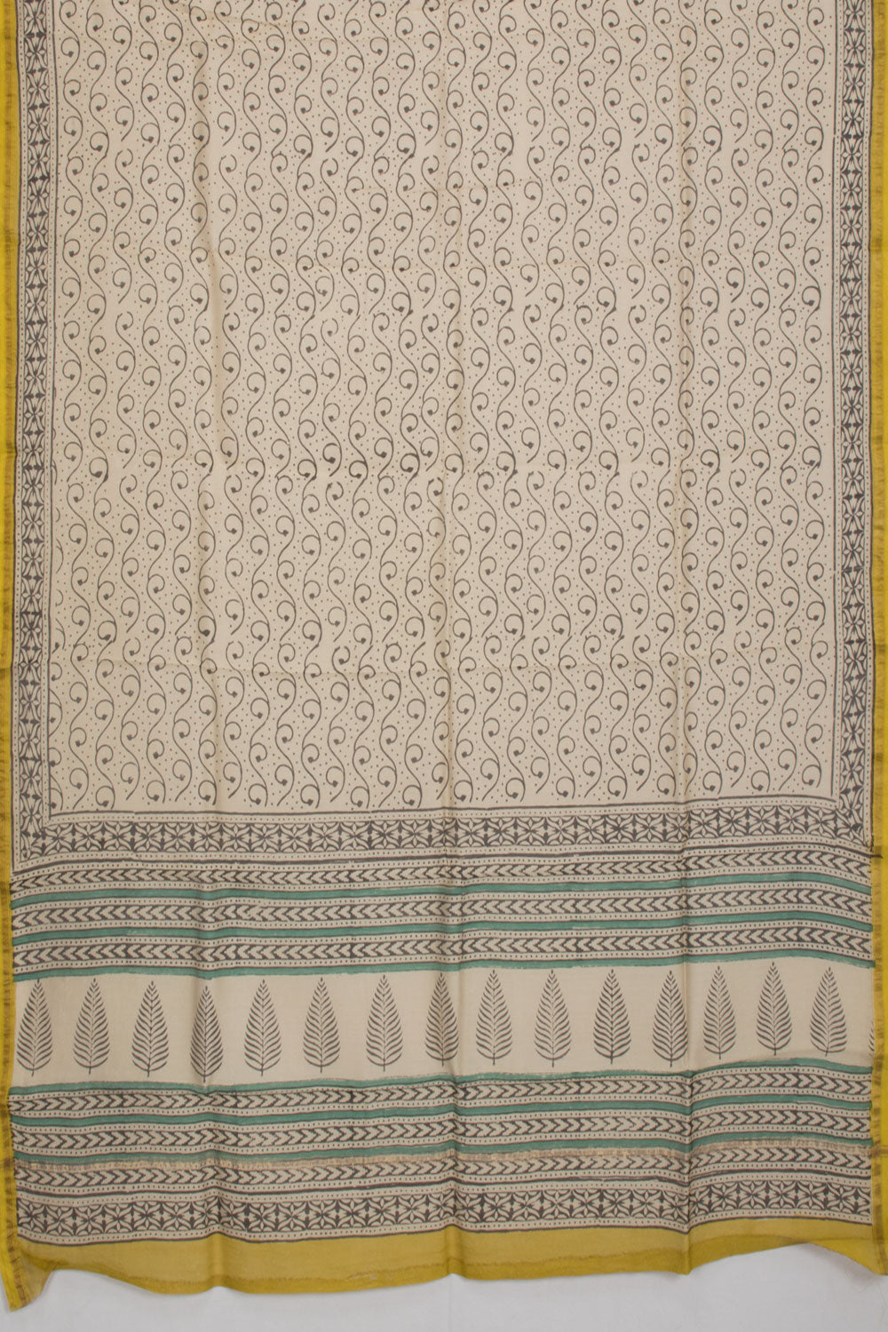 Green Hand Block Printed Silk Cotton 3-Piece Salwar Suit Material - Avishya