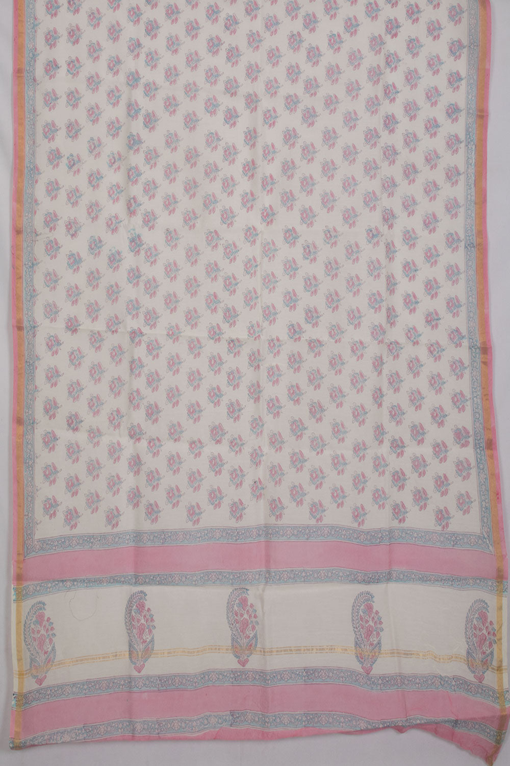 Pink Hand Block Printed Silk Cotton 3-Piece Salwar Suit Material - Avishya
