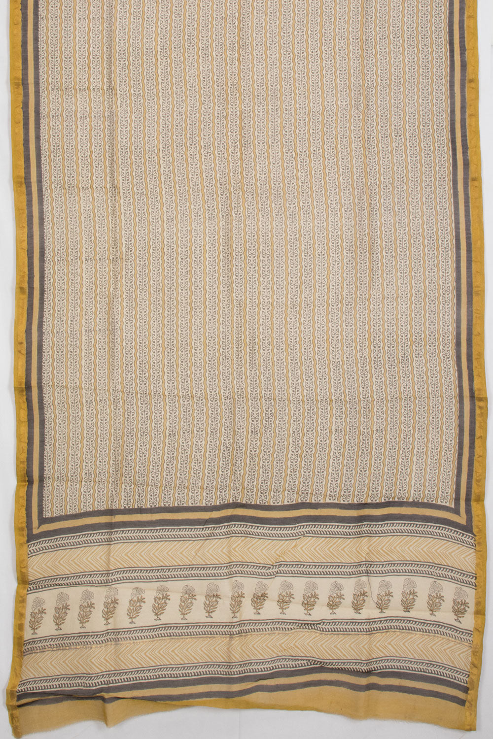 Beige Vanaspathi Printed Silk Cotton 3-Piece Salwar Suit Material   - Avishya
