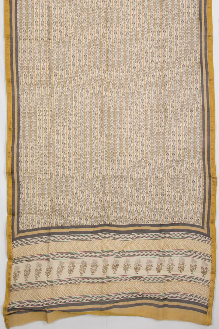 Beige Vanaspathi Printed Silk Cotton 3-Piece Salwar Suit Material   - Avishya